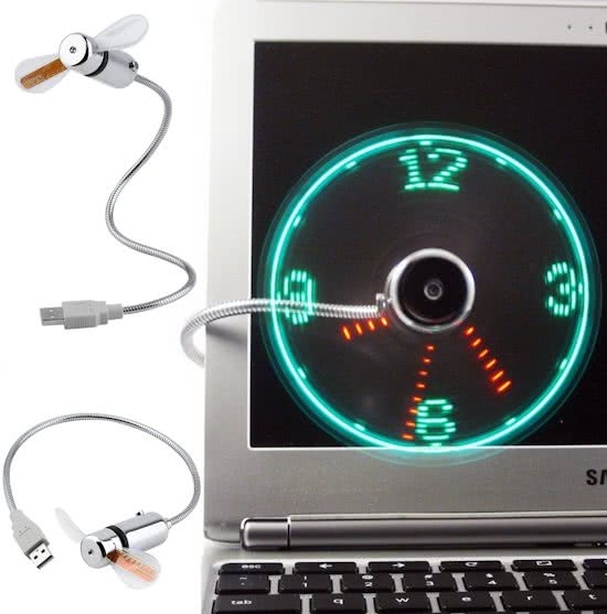Dagaanbieding - Flexibele USB Ventilator Met LED Verlichting Klok dagelijkse aanbiedingen